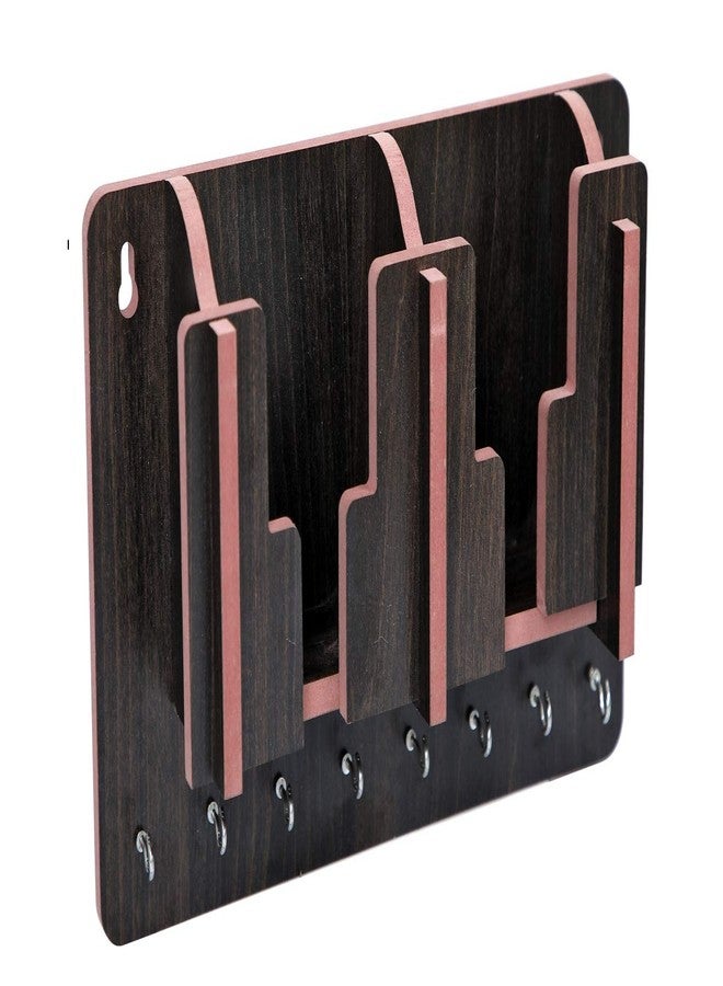 MS ENTERPRISE Key Holder with Mobile Charging Wall Mounted Stand & Cloth toval Hanger Watch Wallet Showpiece Storage Self Wooden Handcrafted Home & Office Decoration (Black) - Image 3